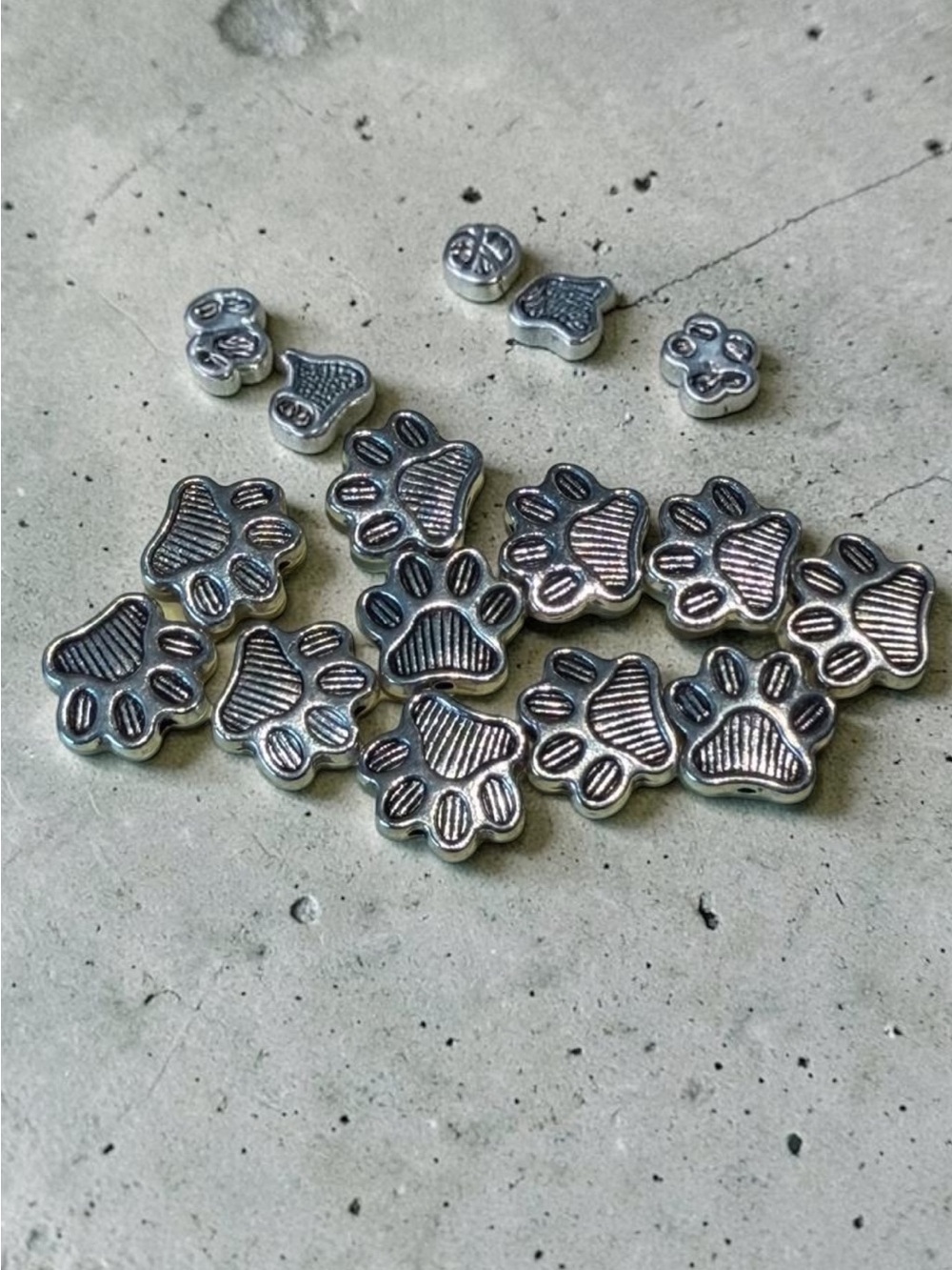 Over 130 Dog/Cat Paw Prints hearts and more Charms and beads Pack